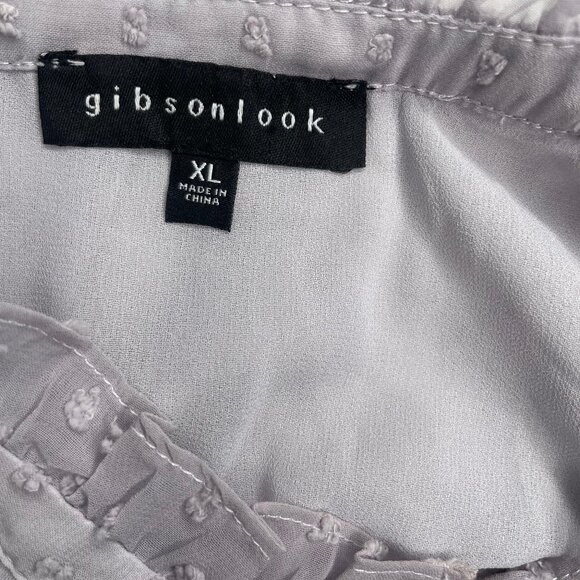 Gibson Look 2 piece Lavender White Respect the Ruffle Sleeveless Blouse XL - Picture 11 of 13